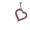 Silver pendant with czech garnet, rhodium plated - heart                                            