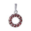 Silver pendant with czech garnet, rhodium plated - circle                                           