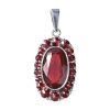 Silver pendant with czech garnet, rhodium plated - oval                                             