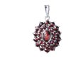 Stříbrný přívěsek s českým granátem, rhodiovaný - ovál