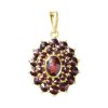 Silver pendant with czech garnet, gold plated - oval                                                