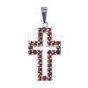 Silver pendant with czech garnet, rhodium plated - cross                                            