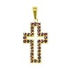 Silver pendant with czech garnet, gold plated - cross                                               