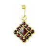 Silver pendant with czech garnet, gold plated - square                                              