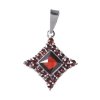 Silver pendant with czech garnet, rhodium plated - square                                           