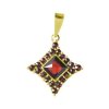 Silver pendant with czech garnet, gold plated - square                                              