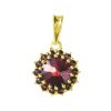 Silver pendant with czech garnet, gold plated - flower                                              