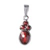 Silver pendant with czech garnet, rhodium plated - oval                                             