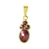 Silver pendant with czech garnet, gold plated - oval                                                