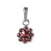 Silver pendant with czech garnet, rhodium plated - flower                                           