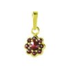 Silver pendant with czech garnet, gold plated - flower                                              