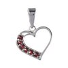 Silver pendant with czech garnet, rhodium plated - heart                                            