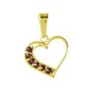 Silver pendant with czech garnet, gold plated - heart                                               