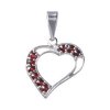 Silver pendant with czech garnet, rhodium plated - heart                                            