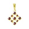 Silver pendant with czech garnet, gold plated - square                                              