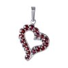 Silver pendant with czech garnet, rhodium plated - heart                                            