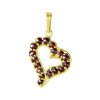 Silver pendant with czech garnet, gold plated - heart                                               