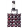 Silver pendant with czech garnet, rhodium plated - square                                           
