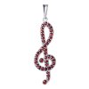 Silver pendant with czech garnet, rhodium plated - treble clef                                      