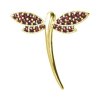 Silver pendant with czech garnet, gold plated, animal - dragonfly                                   
