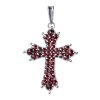 Silver pendant with czech garnet, rhodium plated - four-leaf clover                                 