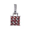 Silver pendant with czech garnet, rhodium plated - square                                           