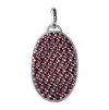 Silver pendant with czech garnet, rhodium plated - oval                                             