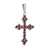 Silver pendant with czech garnet, rhodium plated - cross                                            