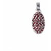 Silver pendant with czech garnet, rhodium plated - oval                                             