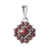 Silver pendant with czech garnet, rhodium plated - square                                           