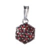 Silver pendant with czech garnet, rhodium plated - raspberry                                        