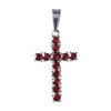 Silver pendant with czech garnet, rhodium plated - cross                                            