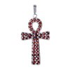 Silver pendant with czech garnet, rhodium plated - cross                                            