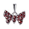 Silver pendant with czech garnet, rhodium plated, animal - butterfly                                