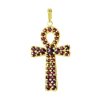 Silver pendant with czech garnet, gold plated - cross                                               