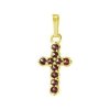 Silver pendant with czech garnet, gold plated - cross                                               