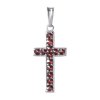 Silver pendant with czech garnet, rhodium plated - cross                                            