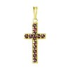 Silver pendant with czech garnet, gold plated - cross                                               