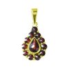 Silver pendant with czech garnet, gold plated - drop                                                