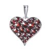 Silver pendant with czech garnet, rhodium plated - heart                                            