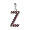 Silver pendant with czech garnet, rhodium plated - letter Z                                         