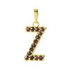 Silver pendant with czech garnet, gold plated - letter Z                                            