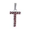 Silver pendant with czech garnet, rhodium plated - letter T                                         
