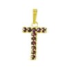 Silver pendant with czech garnet, gold plated - letter T                                            