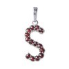 Silver pendant with czech garnet, rhodium plated - letter S                                         