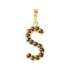 Silver pendant with czech garnet, gold plated - letter S                                            
