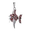 Silver pendant with czech garnet, rhodium plated, animal - fish                                     