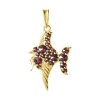 Silver pendant with czech garnet, gold plated, animal - fish                                        