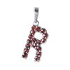 Silver pendant with czech garnet, rhodium plated - letter R                                         