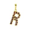 Silver pendant with czech garnet, gold plated - letter R                                            
